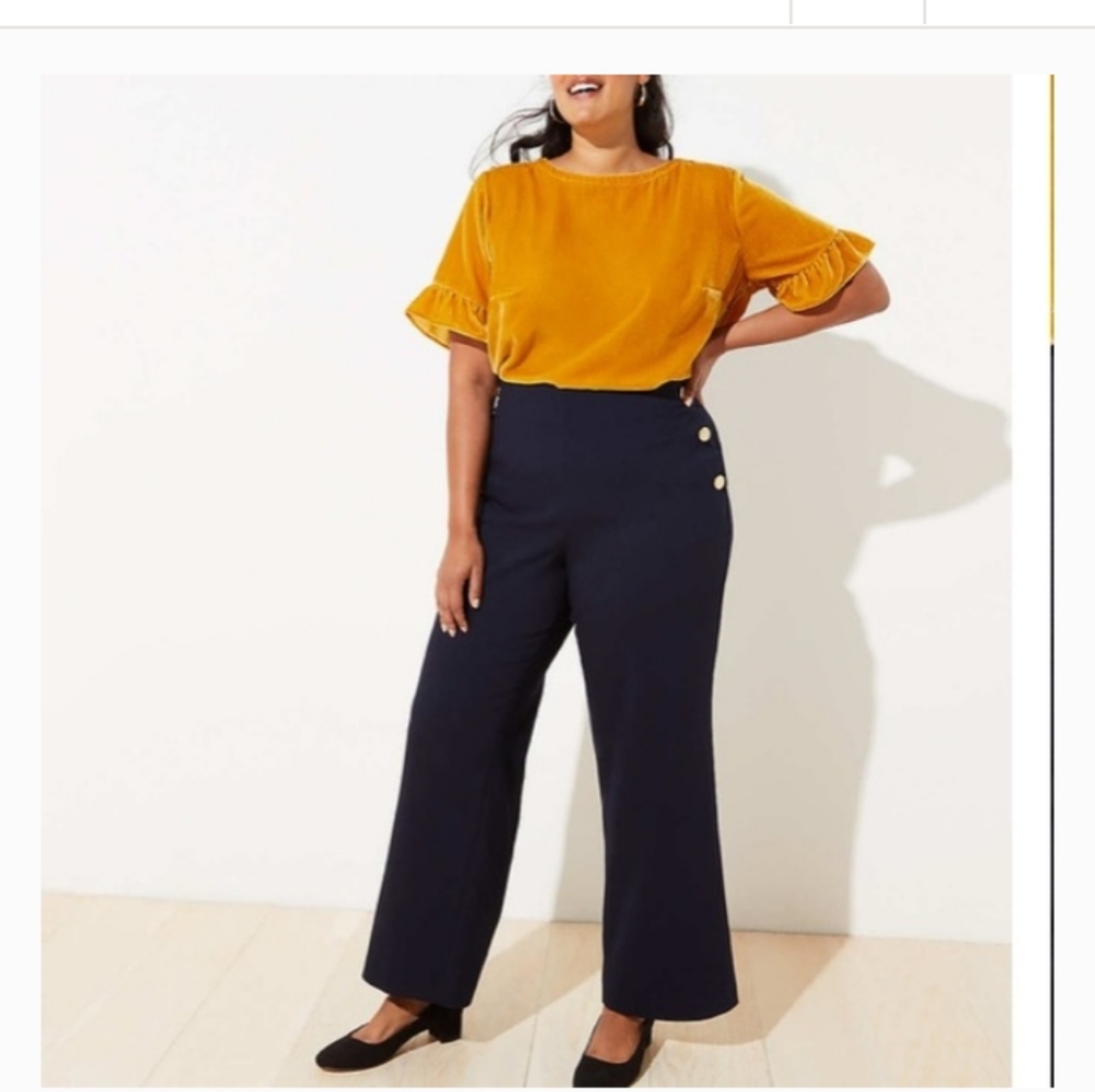 Navy high waisted wide leg trouser